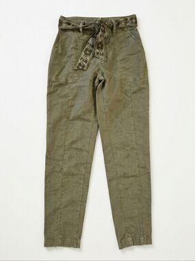 ​Anthropologie The Wanderer Utility Pants with Embroidered Belt Olive Green
